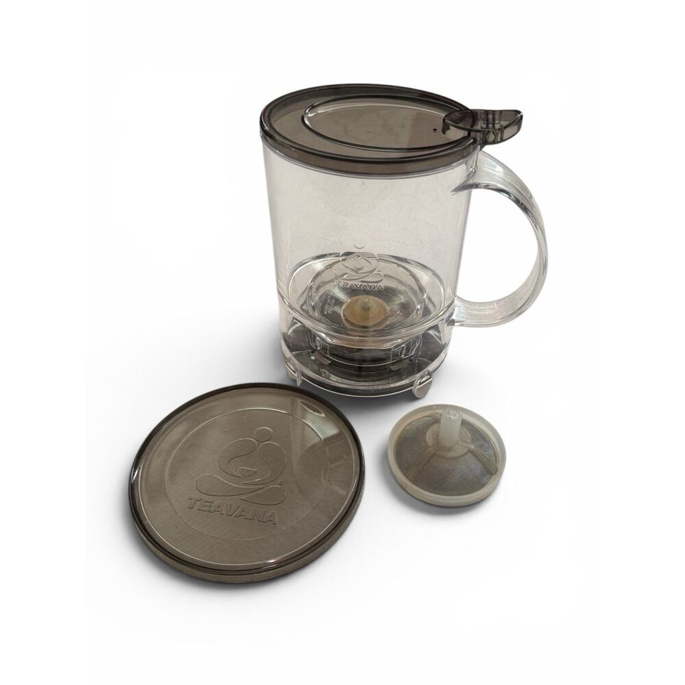 Teavana PerfecTea Maker 16 oz Oval Tea Infuser with Lid Clear Gray Black Lid